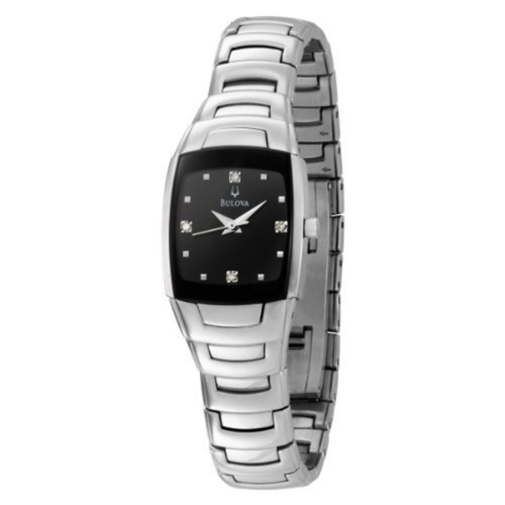 Bulova Women's Diamond Black Dial Stainless Steel Watch